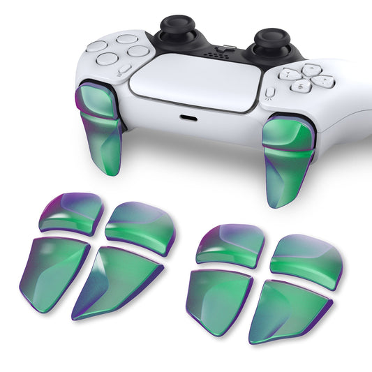 PlayVital Chameleon Green Purple 2 Pair Shoulder Buttons Extension Triggers for PS5 Controller, Game Improvement Adjusters for PS5 Controller, Bumper Trigger Extenders for PS5 Controller - PFPJ086 PlayVital