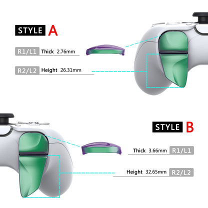 PlayVital Chameleon Green Purple 2 Pair Shoulder Buttons Extension Triggers for PS5 Controller, Game Improvement Adjusters for PS5 Controller, Bumper Trigger Extenders for PS5 Controller - PFPJ086 PlayVital