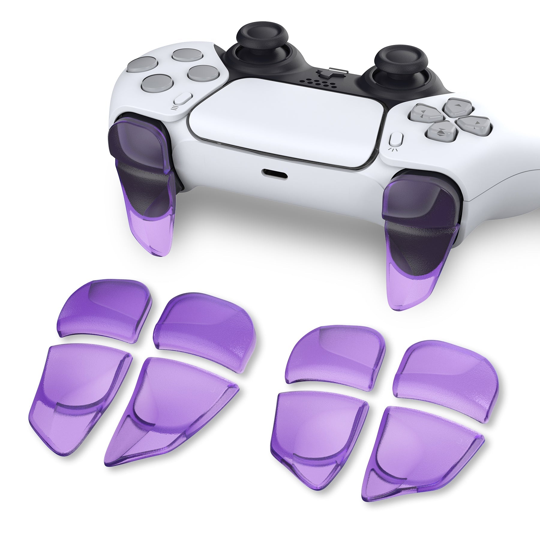 PlayVital Clear Atomic Purple 2 Pair Shoulder Buttons Extension Triggers for PS5 Controller, Game Improvement Adjusters for PS5 Controller, Bumper Trigger Extenders for PS5 Controller - PFPJ087 PlayVital