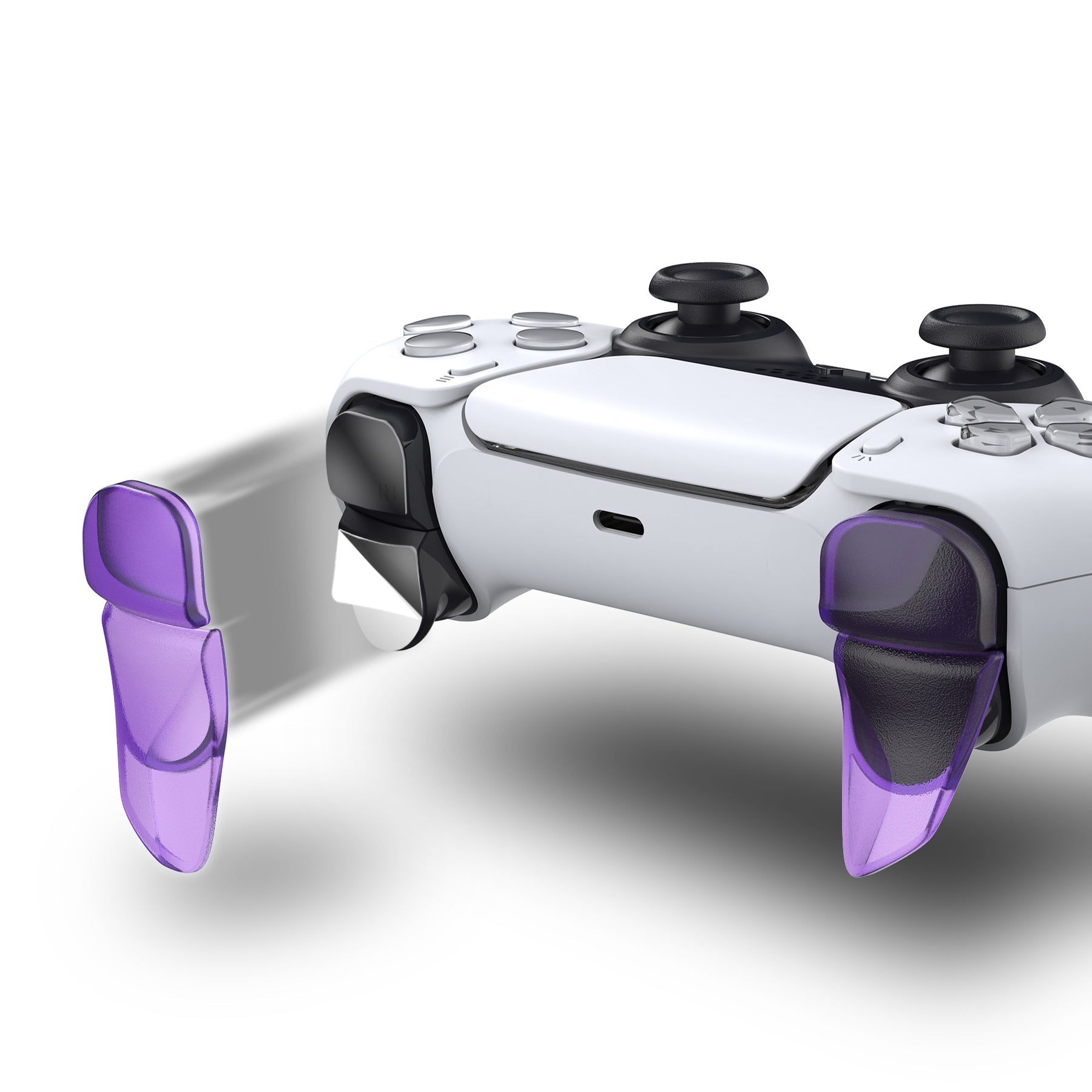 PlayVital Clear Atomic Purple 2 Pair Shoulder Buttons Extension Triggers for PS5 Controller, Game Improvement Adjusters for PS5 Controller, Bumper Trigger Extenders for PS5 Controller - PFPJ087 PlayVital