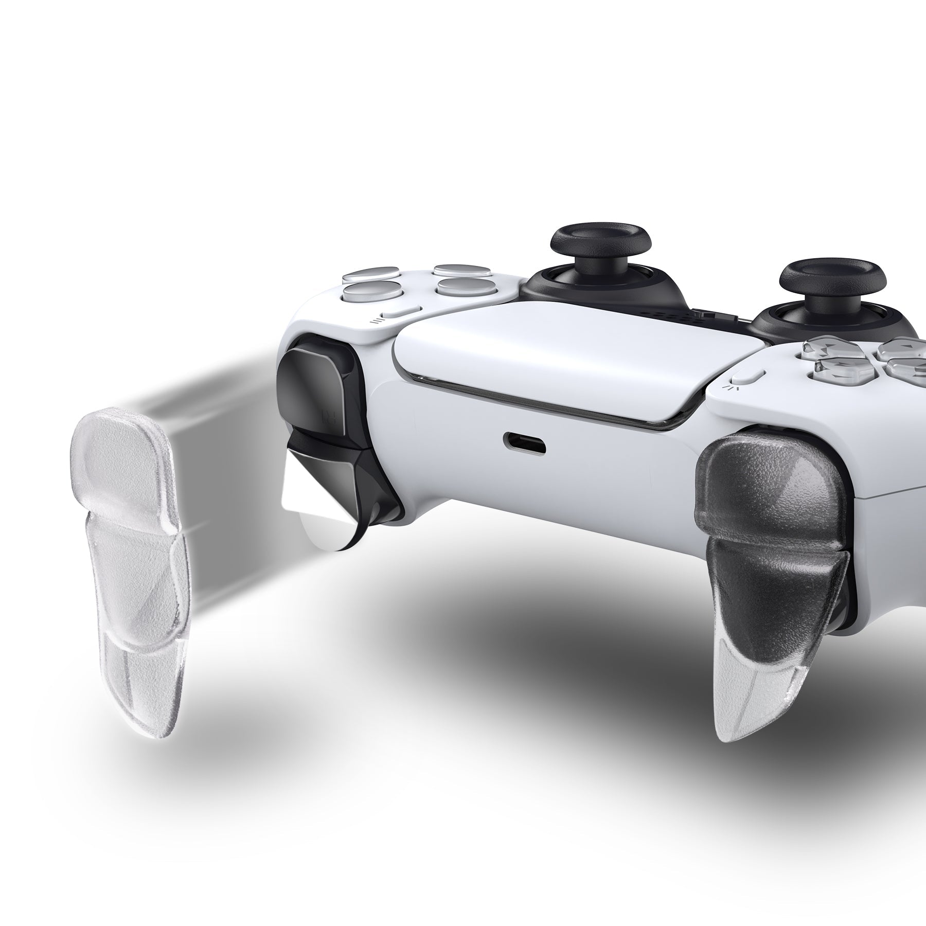 PlayVital Blade 2 Pair Shoulder Buttons Extension Triggers for ps5 Controller, Game Improvement Adjusters for ps5 Controller, Bumper Trigger Extenders for ps5 Controller - Semi-Transparent Clear - PFPJ104 PlayVital