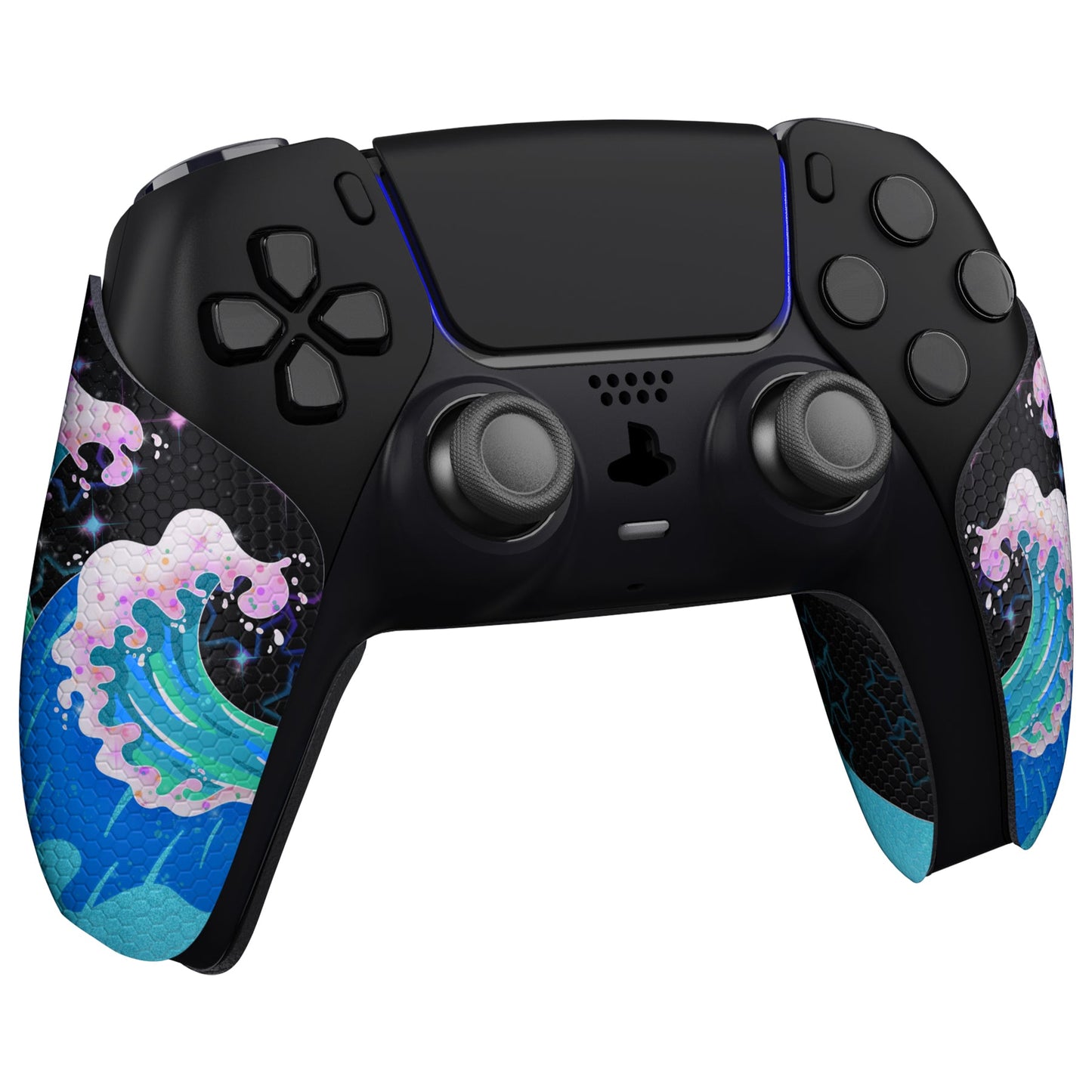 PlayVital Shimmering Waves Anti-Skid Sweat-Absorbent Controller Grip for PS5 Controller, Professional Textured Soft Rubber Pads Handle Grips for PS5 Controller - PFPJ106 PlayVital