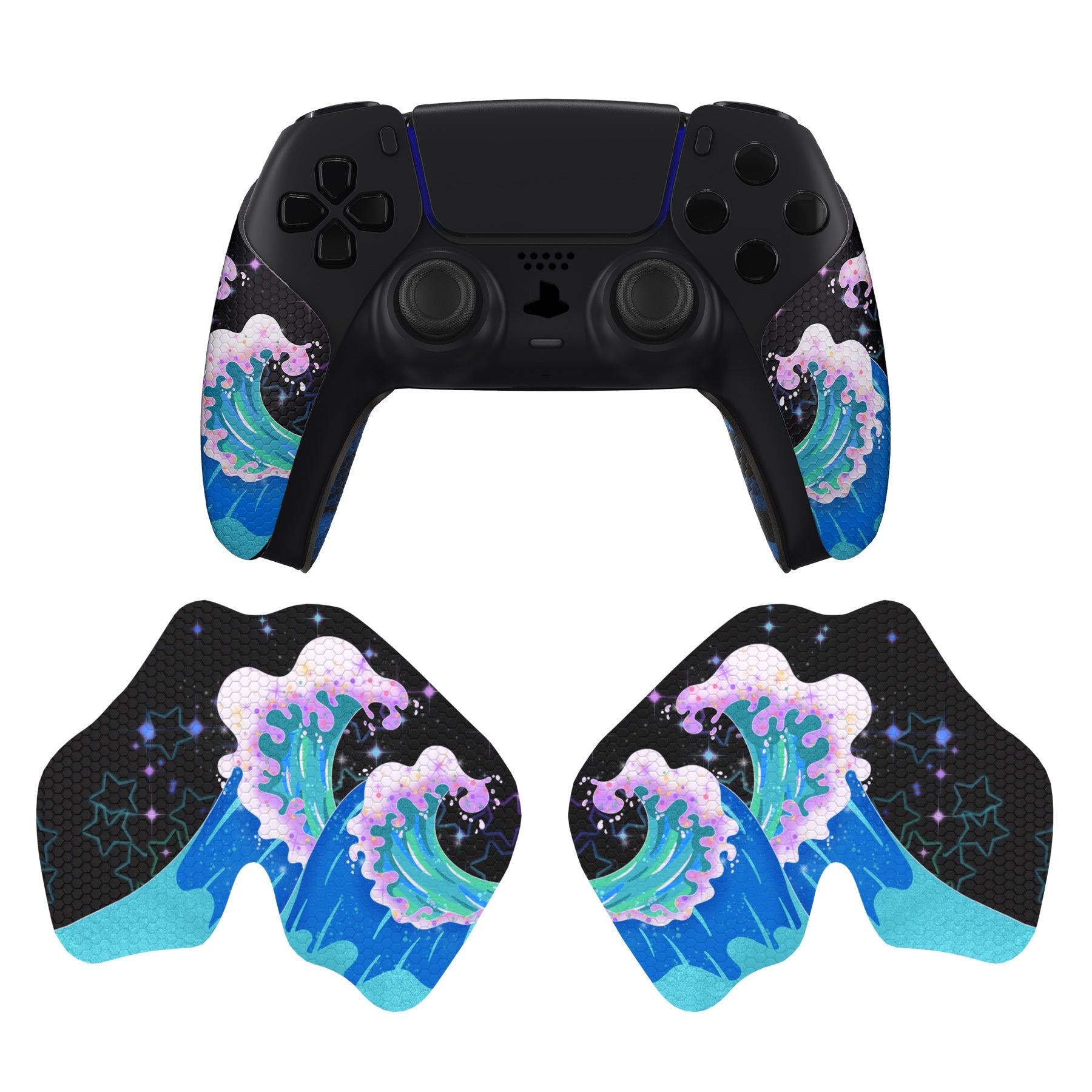 PlayVital Shimmering Waves Anti-Skid Sweat-Absorbent Controller Grip for PS5 Controller, Professional Textured Soft Rubber Pads Handle Grips for PS5 Controller - PFPJ106 PlayVital