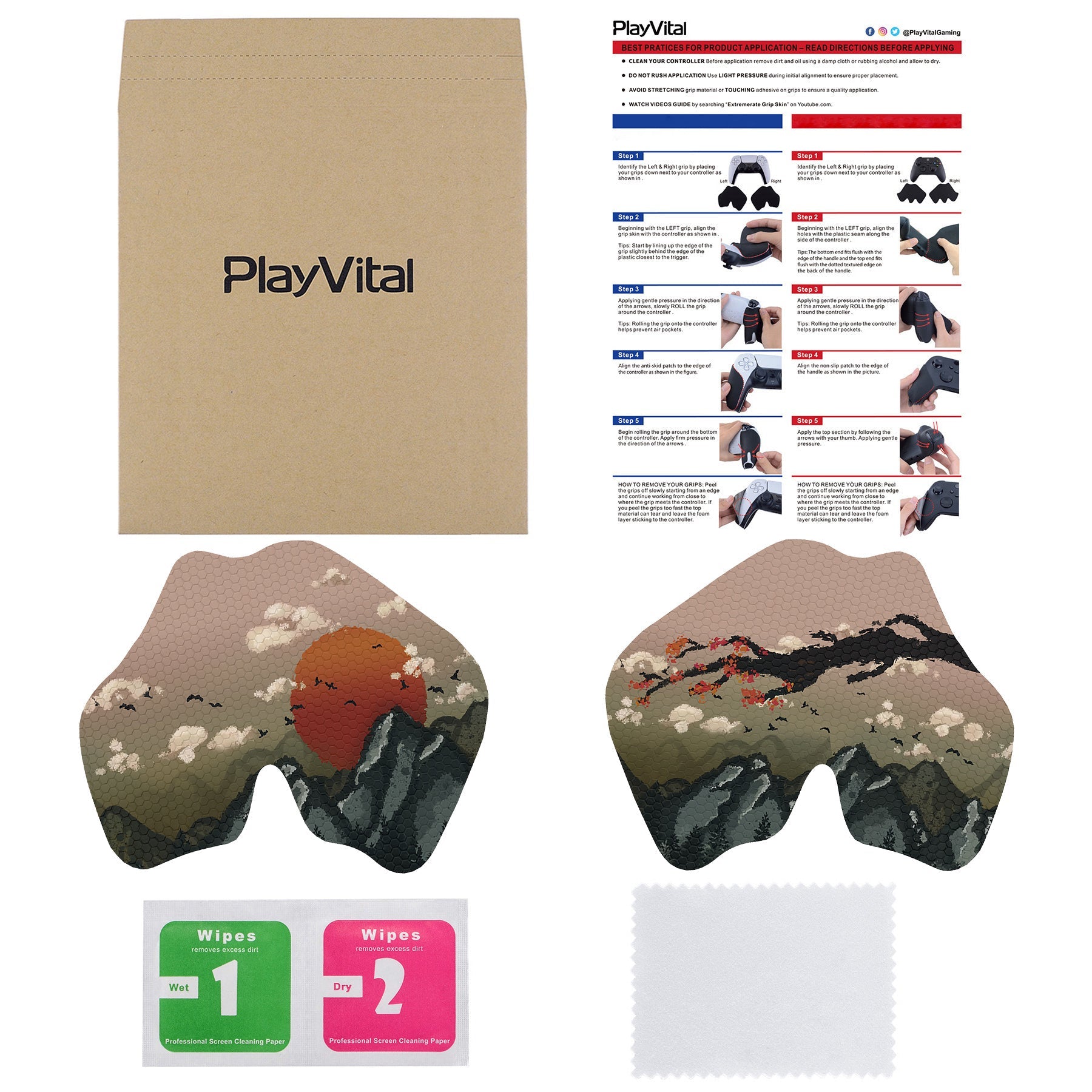 PlayVital View of Rising Sun Anti-Skid Sweat-Absorbent Controller Grip for PS5 Controller, Professional Textured Soft Rubber Pads Handle Grips for PS5 Controller - PFPJ107 PlayVital