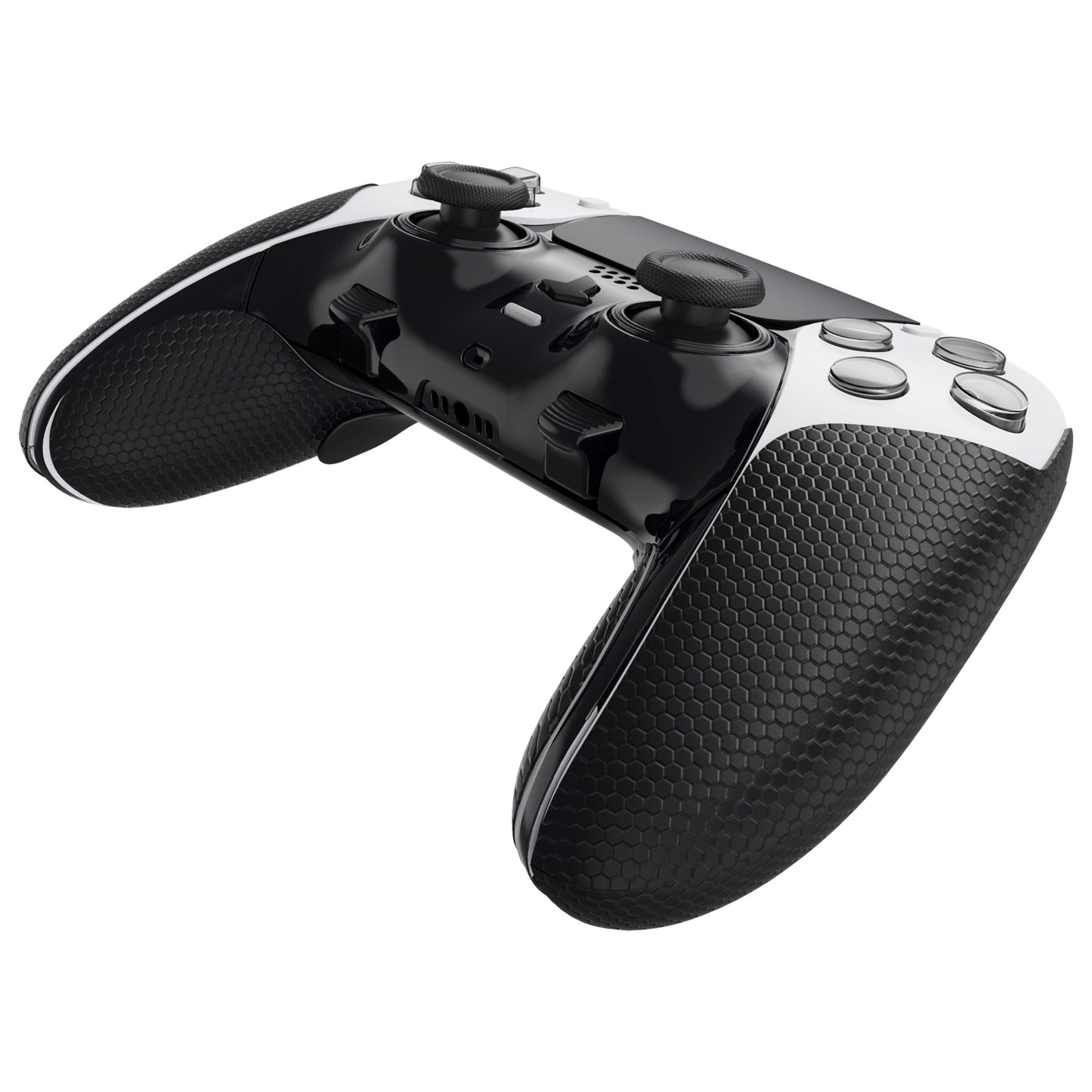 PlayVital Anti-Skid Sweat-Absorbent Controller Grip for ps5 Edge Wireless Controller, Professional Textured Soft PU Handle Grips Anti Sweat Protector for ps5 Edge Controller - Black - PFPJ112 PlayVital