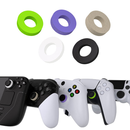 PlayVital 5 Pairs Aim Assist Target Motion Control Precision Rings for ps5, for ps4, for Xbox Series X/S, Xbox One, Xbox 360, for Switch Pro Controller, for Steam Deck - Green Purple Gray Black White - PFPJ117 PlayVital