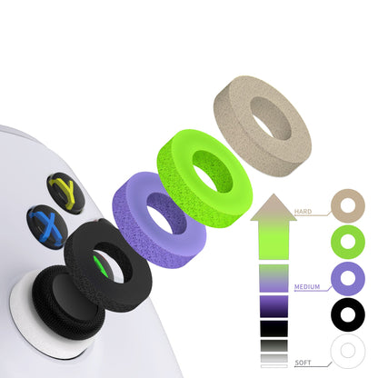 PlayVital 5 Pairs Aim Assist Target Motion Control Precision Rings for ps5, for ps4, for Xbox Series X/S, Xbox One, Xbox 360, for Switch Pro Controller, for Steam Deck - Green Purple Gray Black White - PFPJ117 PlayVital