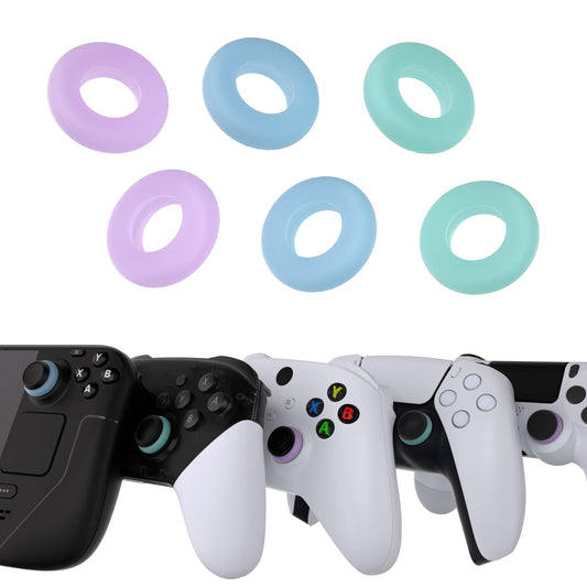 PlayVital 5 Pairs Aim Assist Target Motion Control Precision Rings for ps5, for ps4, for Xbox Series X/S, Xbox One, Xbox 360, for Switch Pro Controller, for Steam Deck - Purple & Green & Blue - PFPJ119 PlayVital