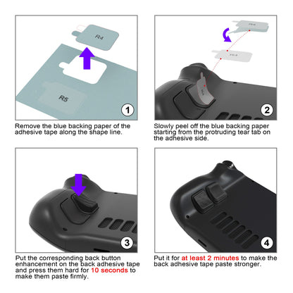 PlayVital Mix Version Back Button Enhancement Set for Steam Deck LCD, Grip Improvement Button Protection Kit for Steam Deck OLED - Streamlined & Studded Design - Black - PGSDM010 playvital