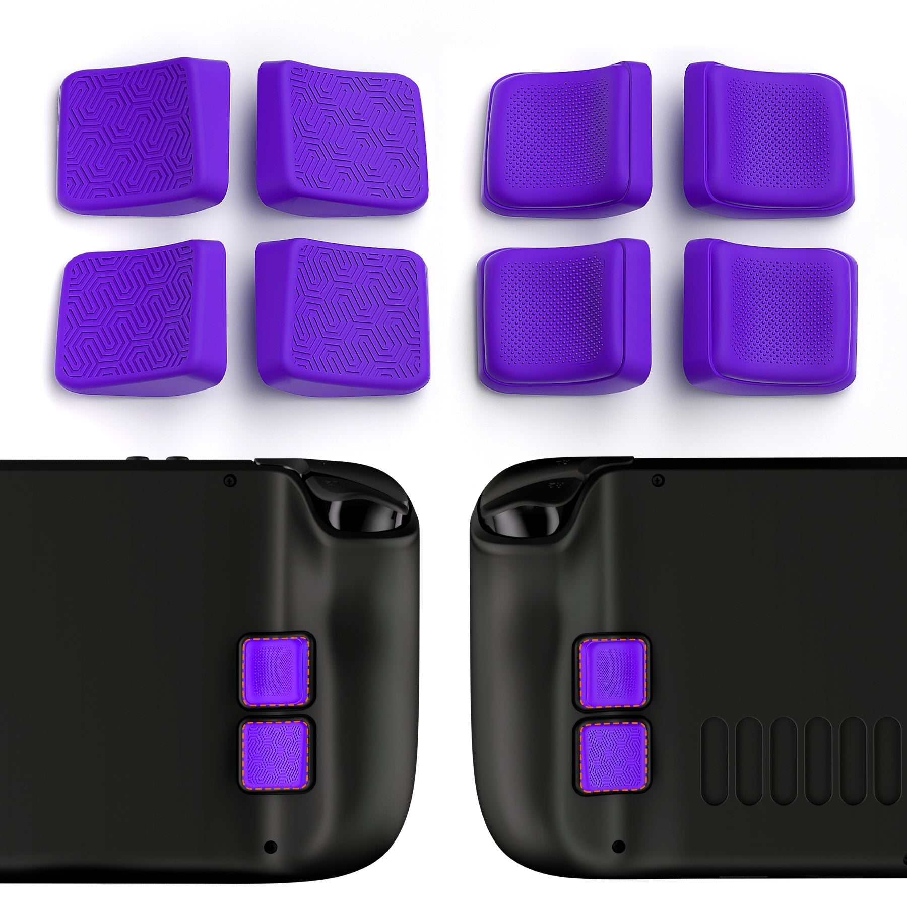 PlayVital MIX Version Back Button Enhancement Set for Steam Deck, Grip Improvement Button Protection Kit for Steam Deck - Streamlined & Studded Design - Purple - PGSDM012 playvital