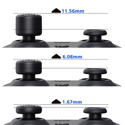 PlayVital Black Ergonomic Stick Caps Thumb Grips for PS5, PS4, Xbox Series X/S, Xbox One, Xbox One X/S, Switch Pro Controller - with 3 Height Convex and Concave - Diamond Grain & Crack Bomb Design - PJM2013 PlayVital