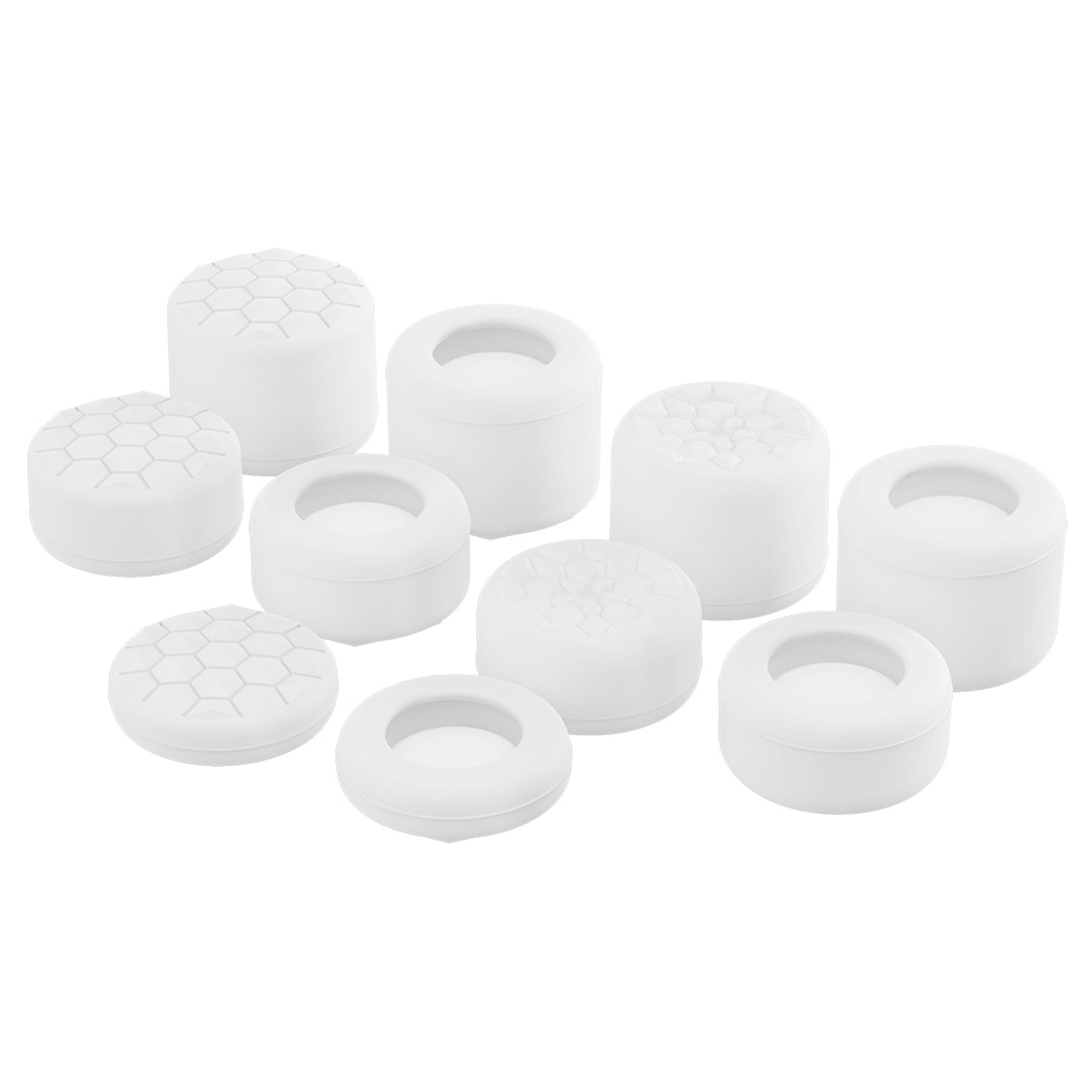 PlayVital White Ergonomic Stick Caps Thumb Grips for PS5, PS4, Xbox Series X/S, Xbox One, Xbox One X/S, Switch Pro Controller - with 3 Height Convex and Concave - Diamond Grain & Crack Bomb Design - PJM2014 PlayVital