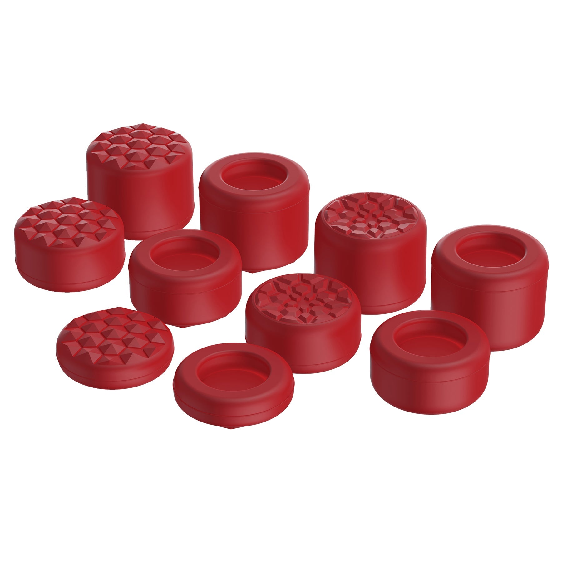 PlayVital Passion Red Ergonomic Stick Caps Thumb Grips for PS5, PS4, Xbox Series X/S, Xbox One, Xbox One X/S, Switch Pro Controller - with 3 Height Convex and Concave - Diamond Grain & Crack Bomb Design - PJM2015 PlayVital