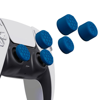 PlayVital Blue Ergonomic Stick Caps Thumb Grips for PS5, PS4, Xbox Series X/S, Xbox One, Xbox One X/S, Switch Pro Controller - with 3 Height Convex and Concave - Diamond Grain & Crack Bomb Design - PJM2016 PlayVital