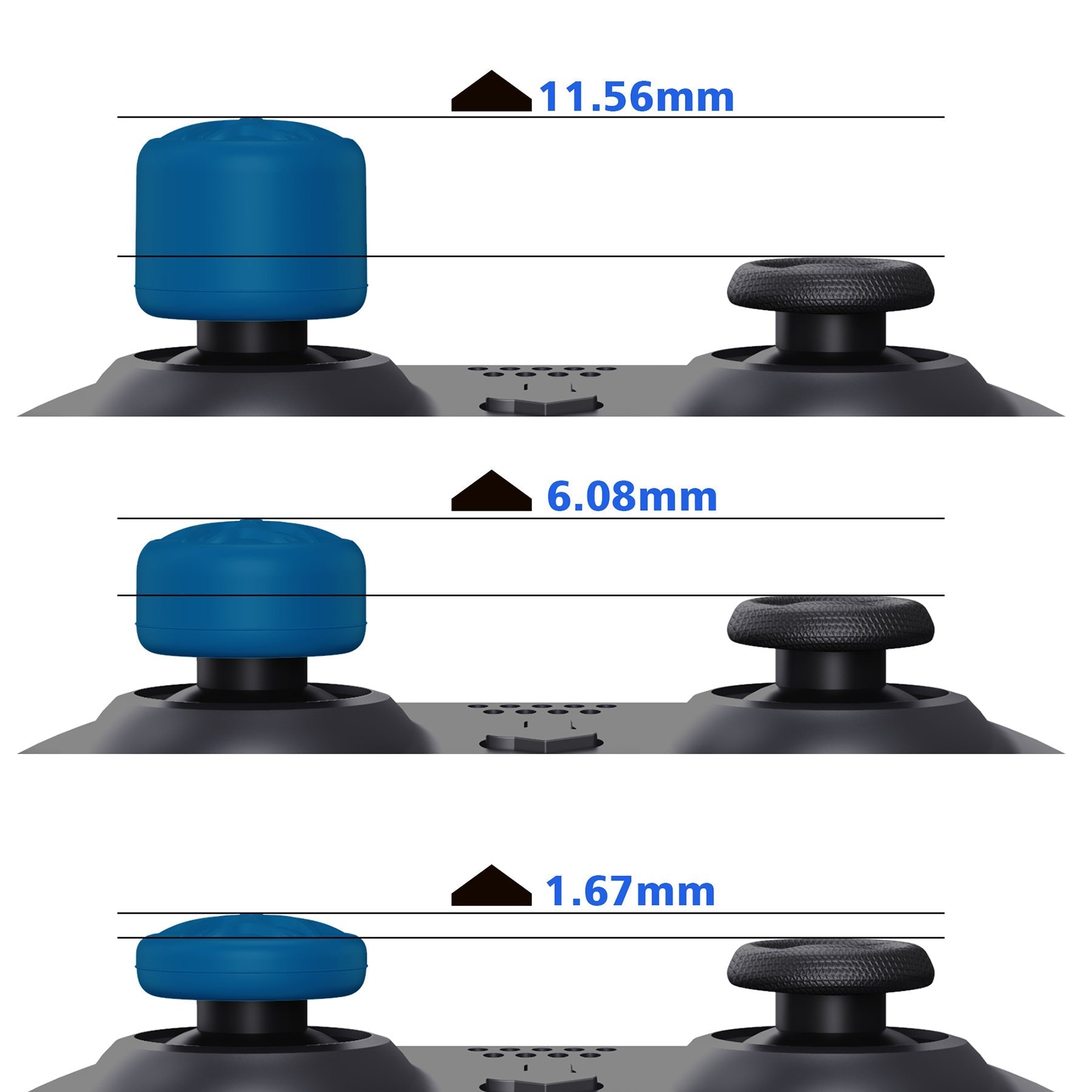 PlayVital Blue Ergonomic Analog Joystick Caps for Xbox Series X/S, Xbox One, Xbox One X/S, PS5, PS4, Switch Pro Controller - with 3 Height Convex and Concave - Pentagram & Rotary Wheels Design - PJM2020 PlayVital