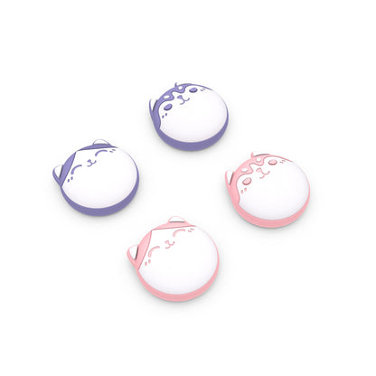 PlayVital Husky & Kitty Cute Thumb Grip Caps for PS5/4 Controller, Silicone Analog Stick Caps Cover for Xbox Series X/S, Thumbstick Caps for Switch Pro Controller - Pale Red & Light Violet - PJM2039 PlayVital