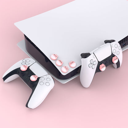 PlayVital Rabbit & Squirrel Cute Thumb Grip Caps for ps5/4 Controller, Silicone Analog Stick Caps Cover for Xbox Series X/S, Thumbstick Caps for Switch Pro Controller - Pale Red - PJM3002 PlayVital