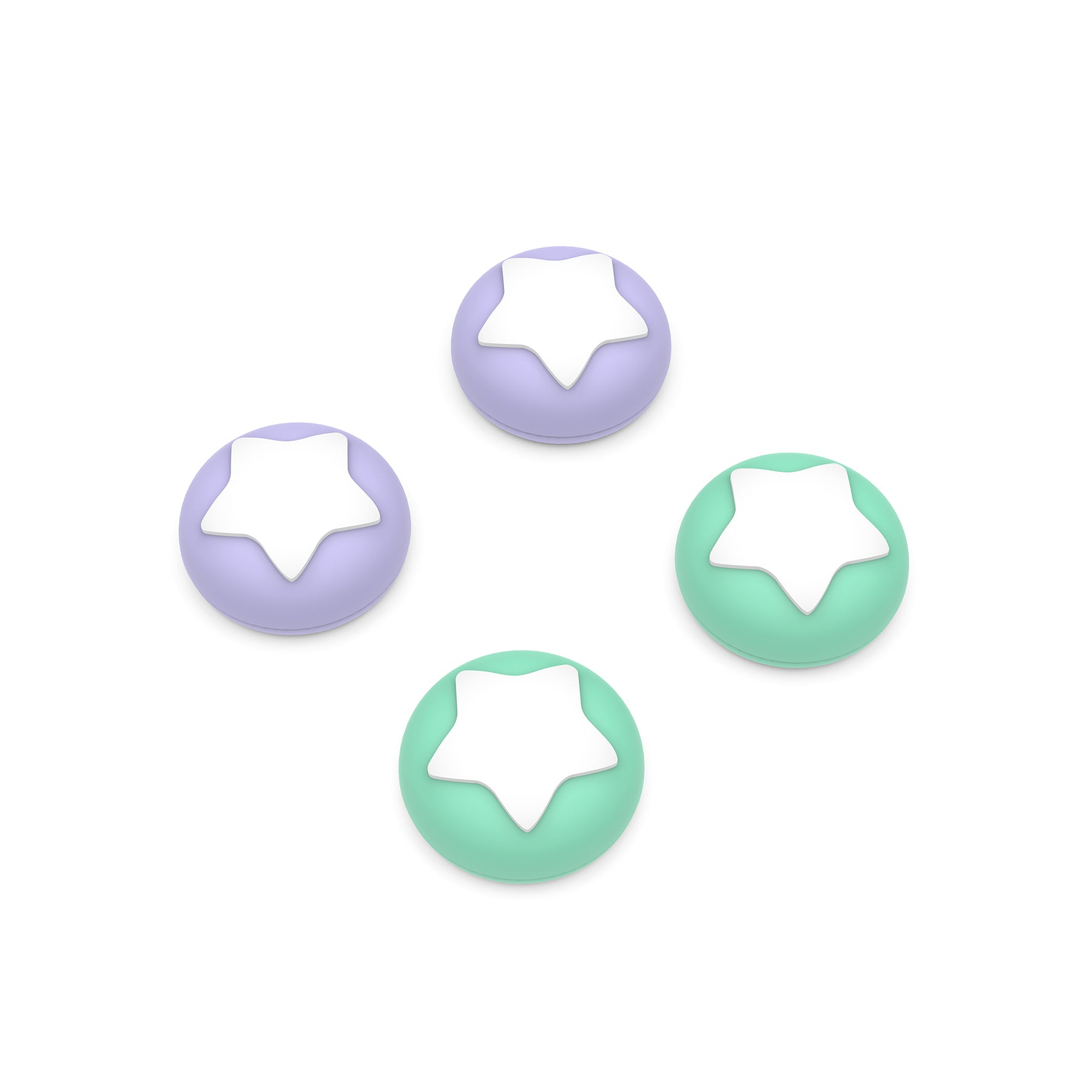 PlayVital Star Design Cute Thumb Grip Caps for ps5/4 Controller, Silicone Analog Stick Caps Cover for Xbox Series X/S, Thumbstick Caps for Switch Pro Controller - Mint Green & Light Violet - PJM3005 PlayVital