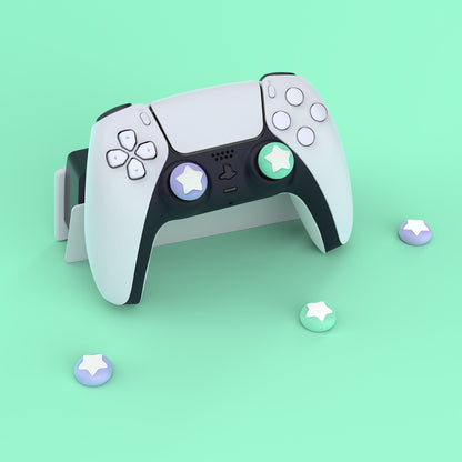 PlayVital Star Design Cute Thumb Grip Caps for ps5/4 Controller, Silicone Analog Stick Caps Cover for Xbox Series X/S, Thumbstick Caps for Switch Pro Controller - Mint Green & Light Violet - PJM3005 PlayVital