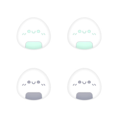 PlayVital Onigiri Cute Thumb Grip Caps for PS5/4 Controller, Silicone Analog Stick Caps Cover for Xbox Series X/S, Thumbstick Caps for Switch Pro Controller - Gray & Seafoam Green - PJM3007 PlayVital