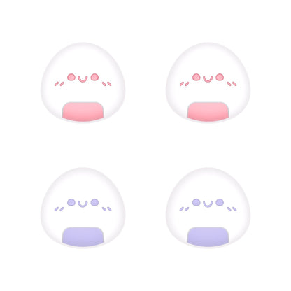 PlayVital Onigiri Cute Thumb Grip Caps for PS5/4 Controller, Silicone Analog Stick Caps Cover for Xbox Series X/S, Thumbstick Caps for Switch Pro Controller - Light Violet & Pink - PJM3008 PlayVital