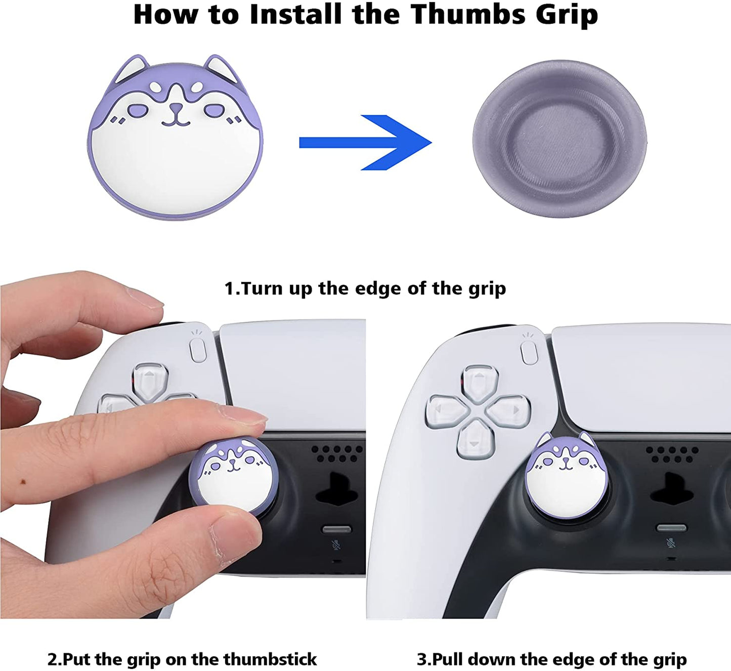 PlayVital Cute Thumb Grip Caps for ps5/4 Controller, Silicone Analog Stick Caps Cover for Xbox Series X/S, Thumbstick Caps for Switch Pro Controller - Chubby Panda - PJM3012 PlayVital