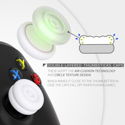 PlayVital Thumbs Cushion Caps Thumb Grips for ps5, for ps4, Thumbstick Grip Cover for Xbox Series X/S, Thumb Grip Caps for Xbox One, Elite Series 2, for Switch Pro Controller - White - PJM3022 PlayVital