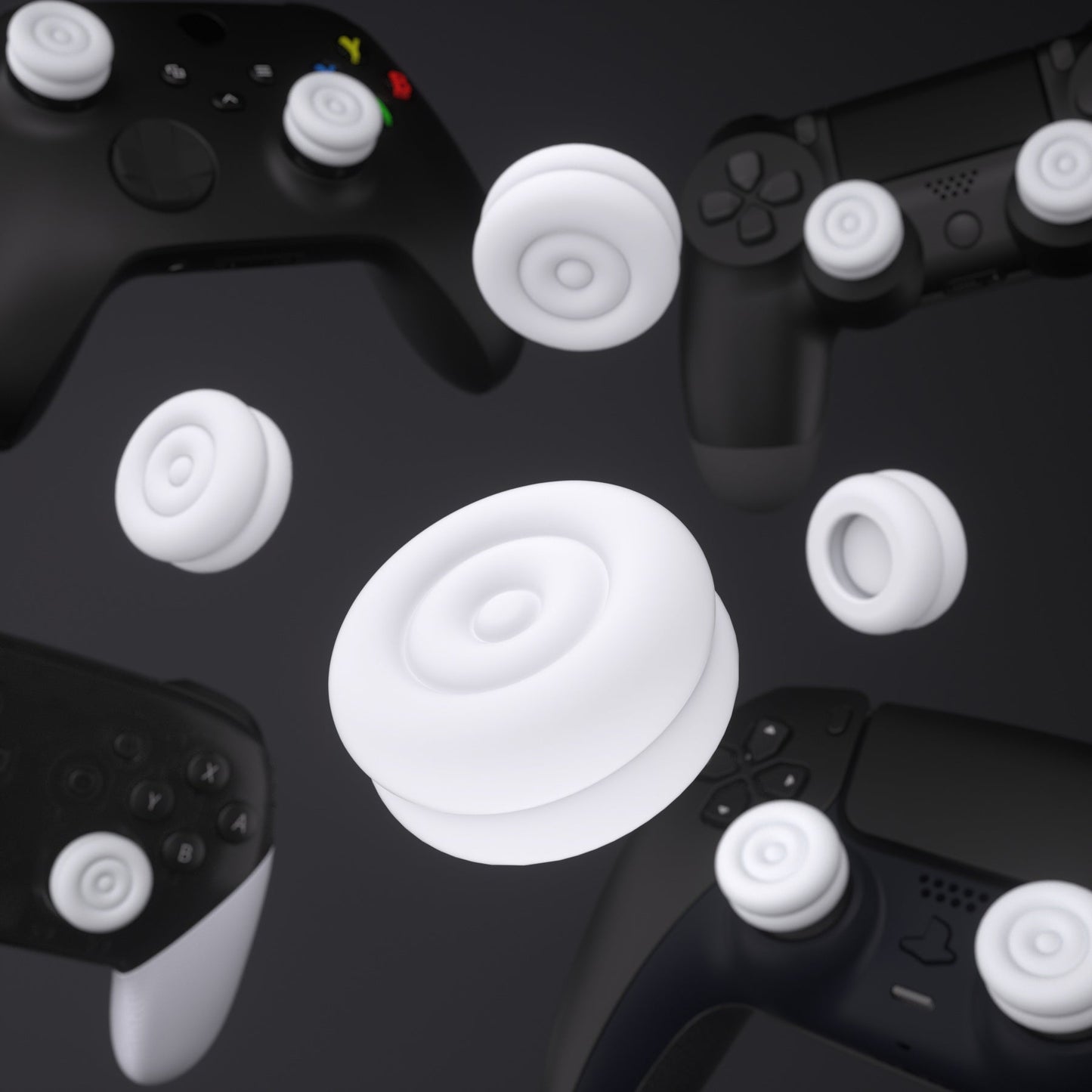 PlayVital Thumbs Cushion Caps Thumb Grips for ps5, for ps4, Thumbstick Grip Cover for Xbox Series X/S, Thumb Grip Caps for Xbox One, Elite Series 2, for Switch Pro Controller - White - PJM3022 PlayVital