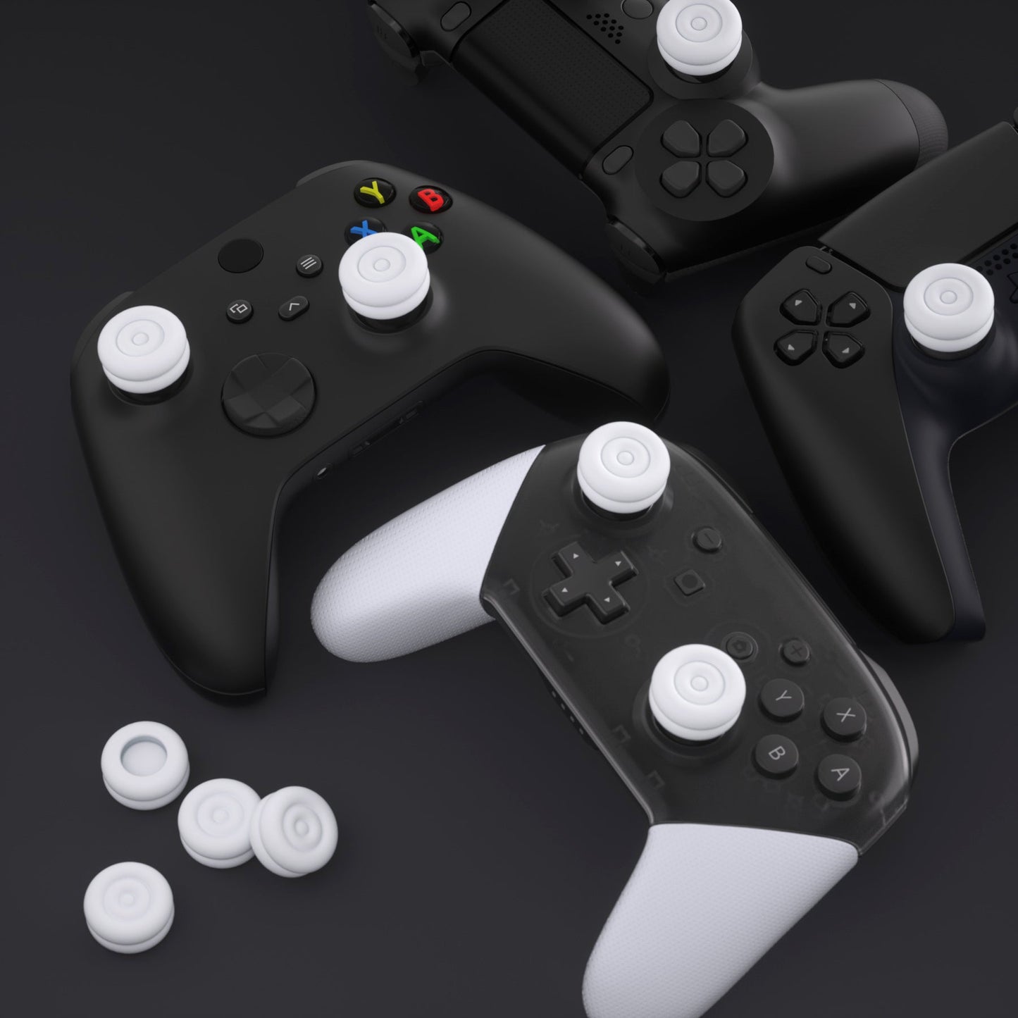 PlayVital Thumbs Cushion Caps Thumb Grips for ps5, for ps4, Thumbstick Grip Cover for Xbox Series X/S, Thumb Grip Caps for Xbox One, Elite Series 2, for Switch Pro Controller - White - PJM3022 PlayVital