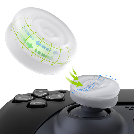 PlayVital Thumbs Cushion Caps Thumb Grips for ps5, for ps4, Thumbstick Grip Cover for Xbox Series X/S, Thumb Grip Caps for Xbox One, Elite Series 2, for Switch Pro Controller - Clear White - PJM3023 PlayVital