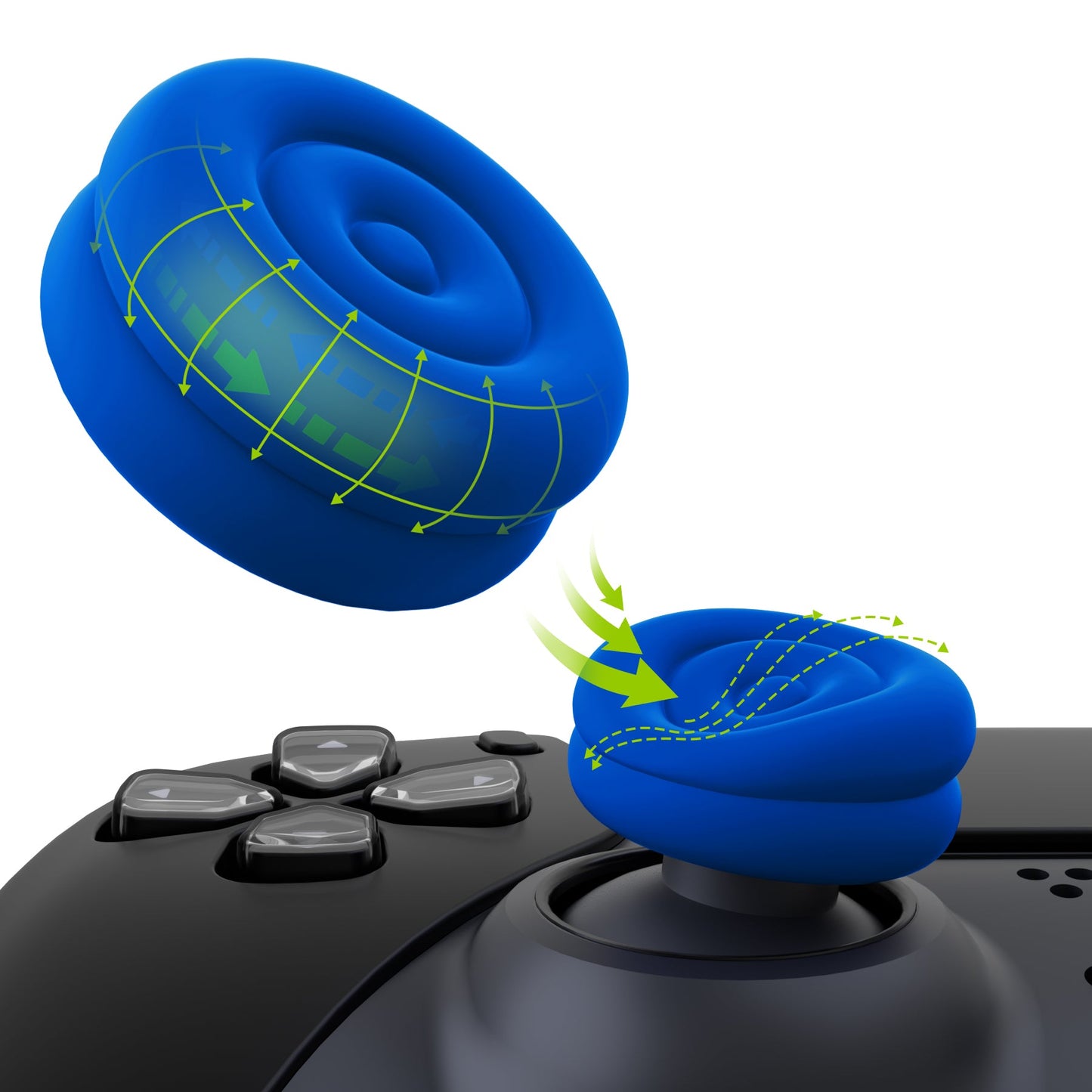 PlayVital Thumbs Cushion Caps Thumb Grips for ps5, for ps4, Thumbstick Grip Cover for Xbox Series X/S, Thumb Grip Caps for Xbox One, Elite Series 2, for Switch Pro Controller - Blue - PJM3024 PlayVital