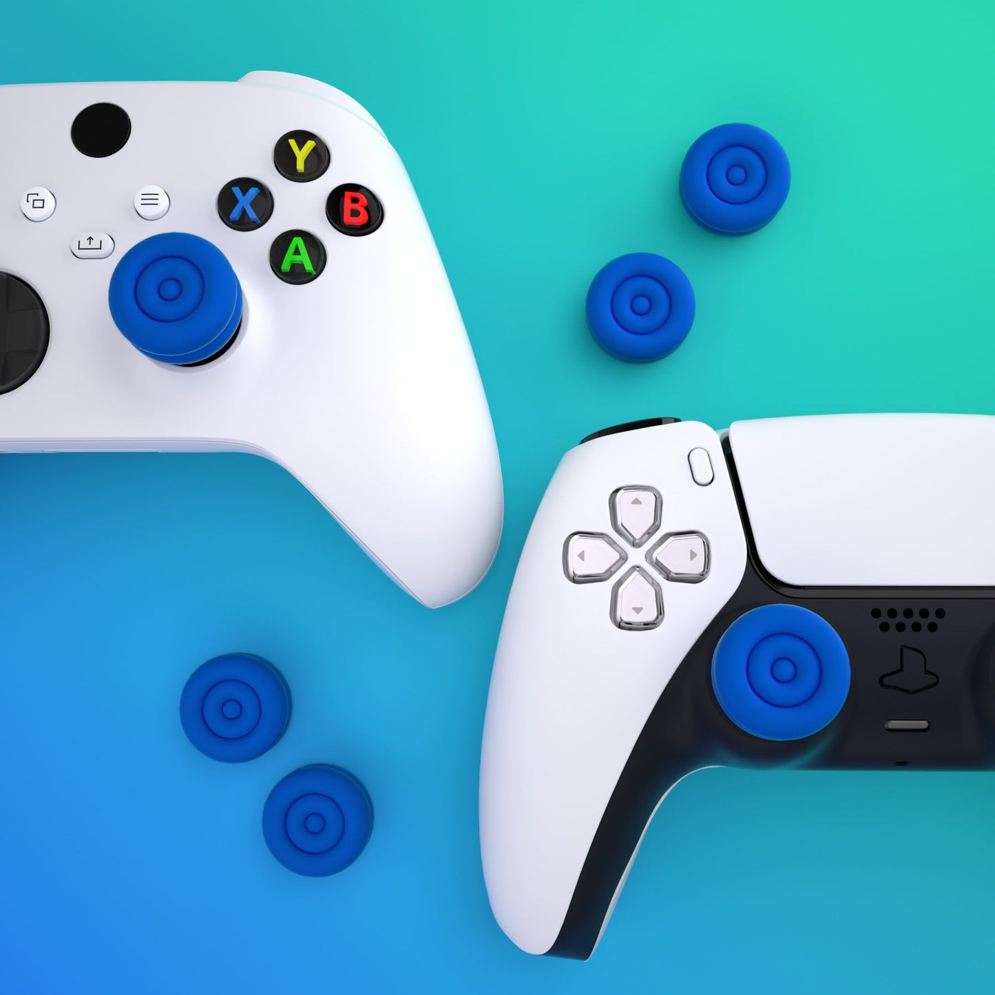 PlayVital Thumbs Cushion Caps Thumb Grips for ps5, for ps4, Thumbstick Grip Cover for Xbox Series X/S, Thumb Grip Caps for Xbox One, Elite Series 2, for Switch Pro Controller - Blue - PJM3024 PlayVital