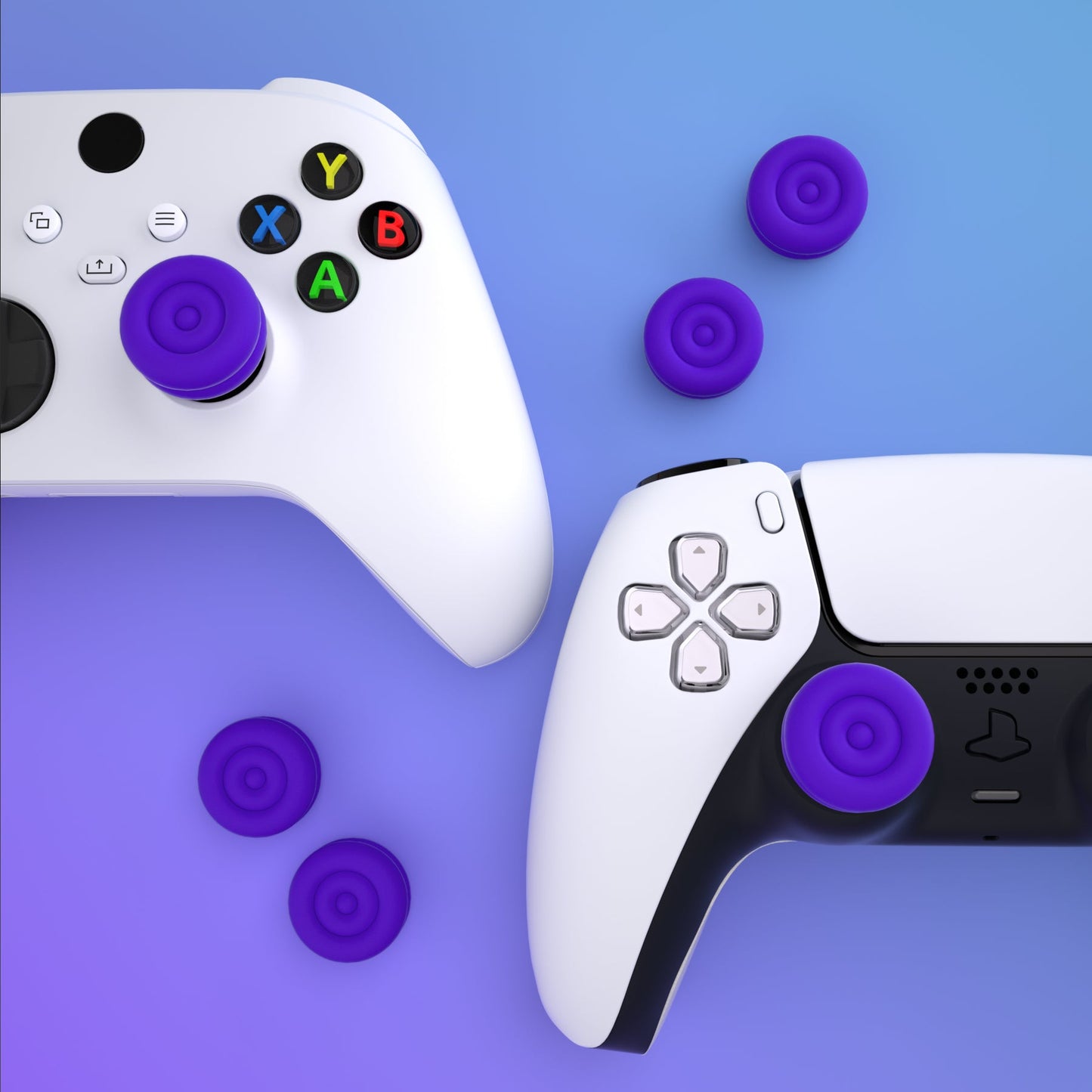 PlayVital Thumbs Cushion Caps Thumb Grips for ps5, for ps4, Thumbstick Grip Cover for Xbox Series X/S, Thumb Grip Caps for Xbox One, Elite Series 2, for Switch Pro Controller - Purple- PJM3025 PlayVital