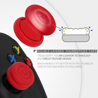 PlayVital Thumbs Cushion Caps Thumb Grips for ps5, for ps4, Thumbstick Grip Cover for Xbox Series X/S, Thumb Grip Caps for Xbox One, Elite Series 2, for Switch Pro Controller - Passion Red- PJM3026 PlayVital