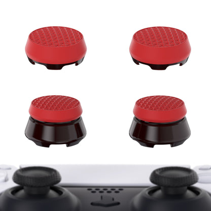 PlayVital Thumbs Assault Armor Thumbstick Extender for ps5 Controller, for ps4 All Model Controllers, Joystick Caps Grip for ps5/4 Controller -2 High Raise and 2 Mid Raise Dome - Scarlet Red & Black - PJM4002 PlayVital