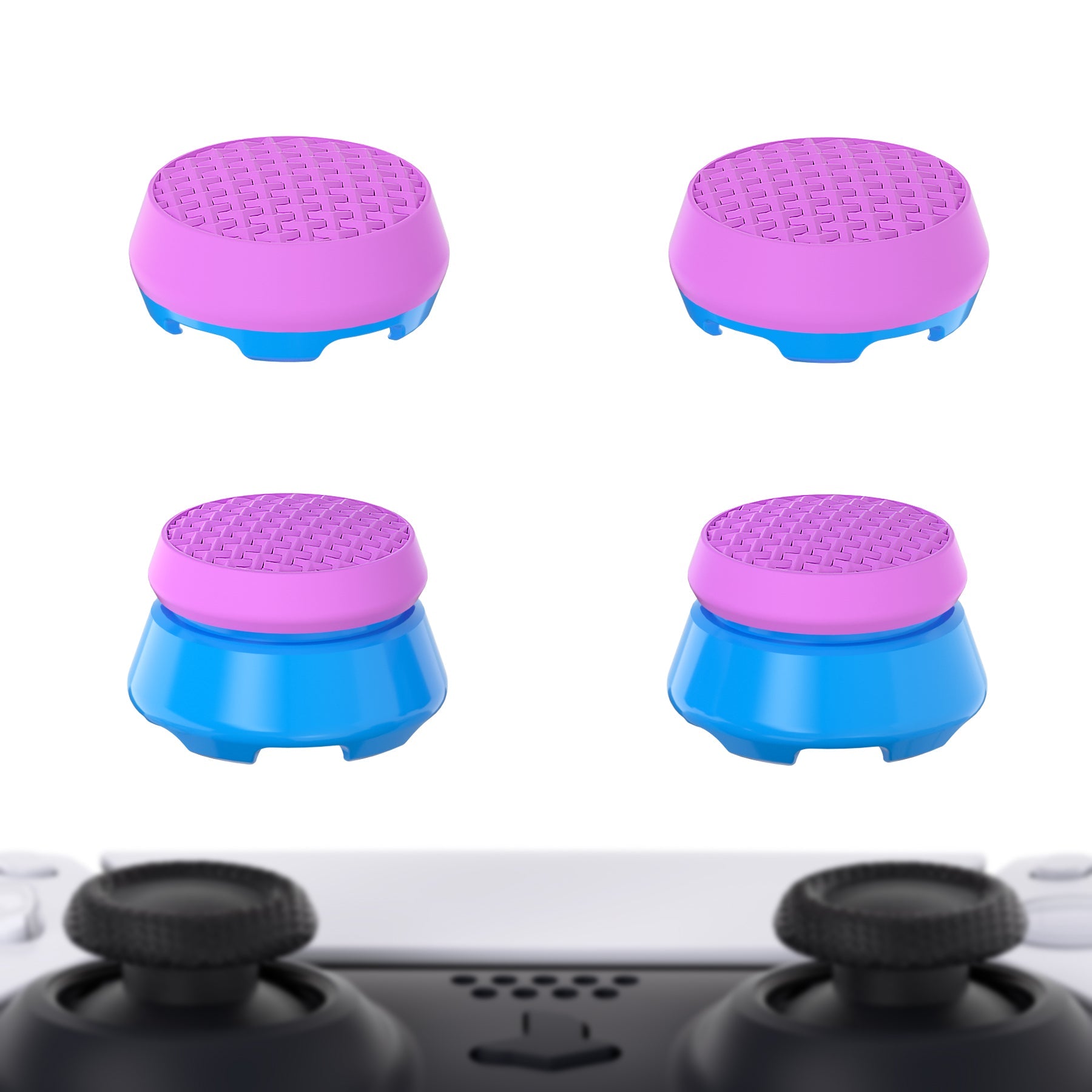 PlayVital Thumbs Assault Armor Thumbstick Extender for ps5 Controller, for ps4 All Model Controllers, Joystick Caps Grip for ps5/4 Controller -2 High Raise and 2 Mid Raise Dome - Orchid Purple & Heaven Blue - PJM4004 PlayVital