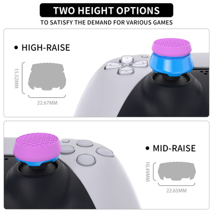 PlayVital Thumbs Assault Armor Thumbstick Extender for ps5 Controller, for ps4 All Model Controllers, Joystick Caps Grip for ps5/4 Controller -2 High Raise and 2 Mid Raise Dome - Orchid Purple & Heaven Blue - PJM4004 PlayVital