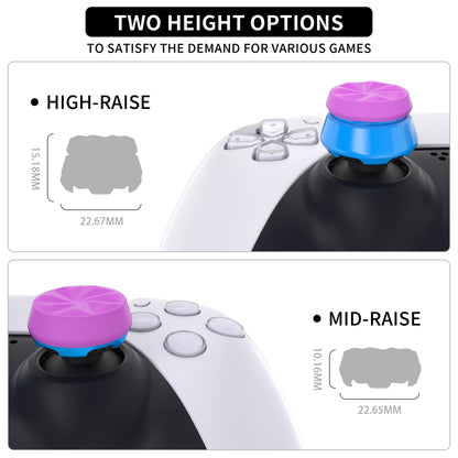 Products PlayVital Thumbs Assault Hurricane Thumbstick Extender for ps5 Controller, Thumb Grips for ps4 Controllers, Joystick Caps for ps5/4 Controller -2 High Raise and 2 Mid Raise Concave - Orchid Purple & Heaven Blue - PJM4008 PlayVital