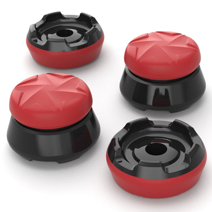 PlayVital Thumbs Pro HURRICANE Thumbstick Extender for Xbox Core Controller, for Xbox Series X/S Controller, Joystick Caps for Xbox One Controller - 2 High Raise & 2 Mid Raise Concave - Scarlet Red & Black - PJM5006 PlayVital