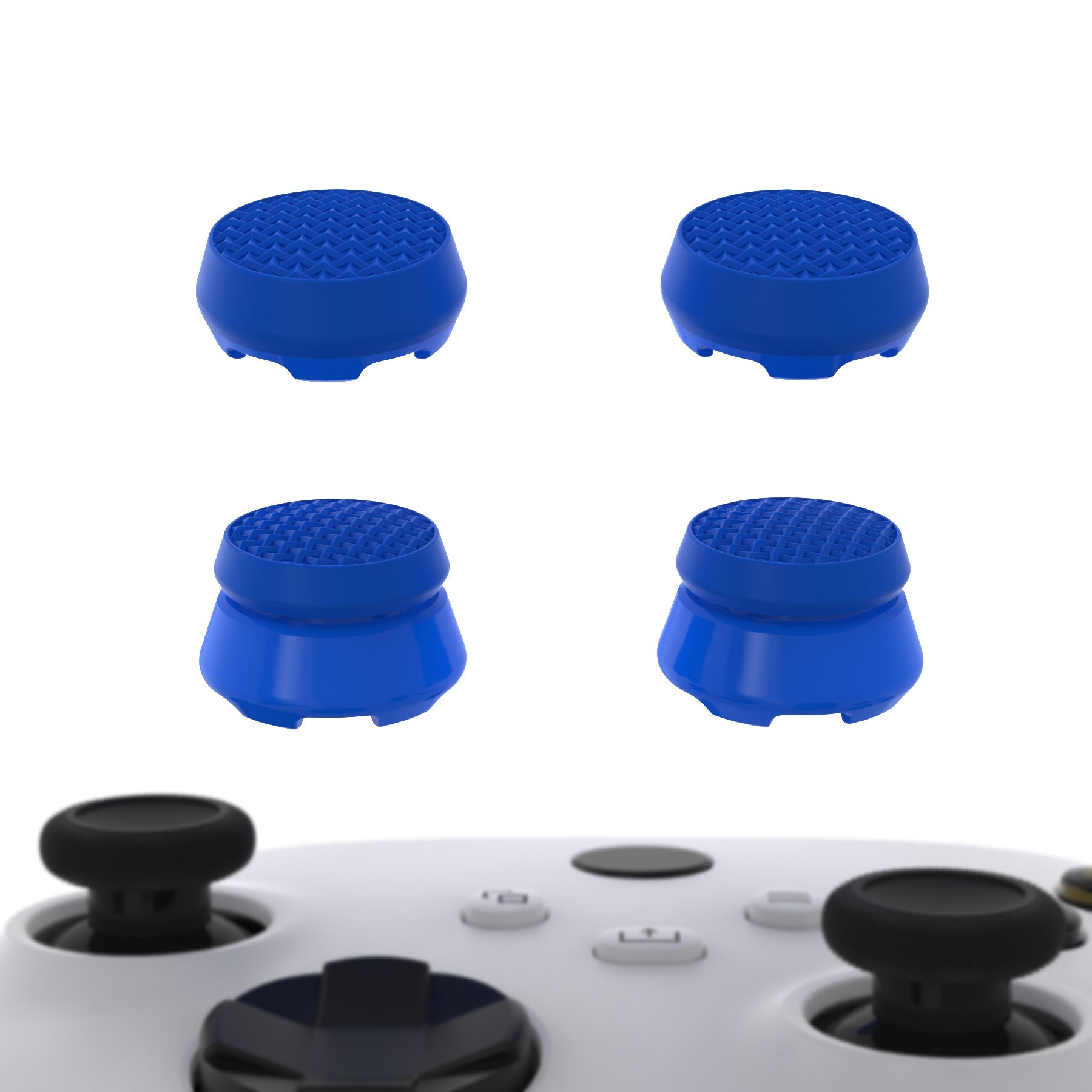 PlayVital Thumbs Pro ARMOR Thumbstick Extender for Xbox Core Controller, for Xbox Series X/S Controller, Joystick Caps Grip for Xbox One Controller - 2 High Raise and 2 Mid Raise Dome - Blue - PJM5011 PlayVital