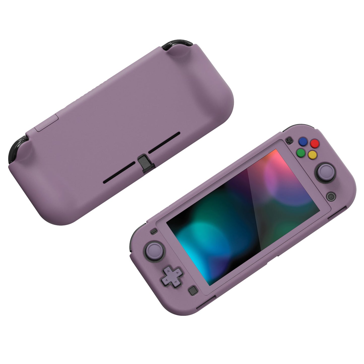 PlayVital ZealProtect Protective Case for Nintendo Switch Lite, Hard Shell Ergonomic Grip Cover for Nintendo Switch Lite w/Screen Protector & Thumb Grip Caps & Button Caps - Dark Grayish Violet - PSLYP3002 playvital