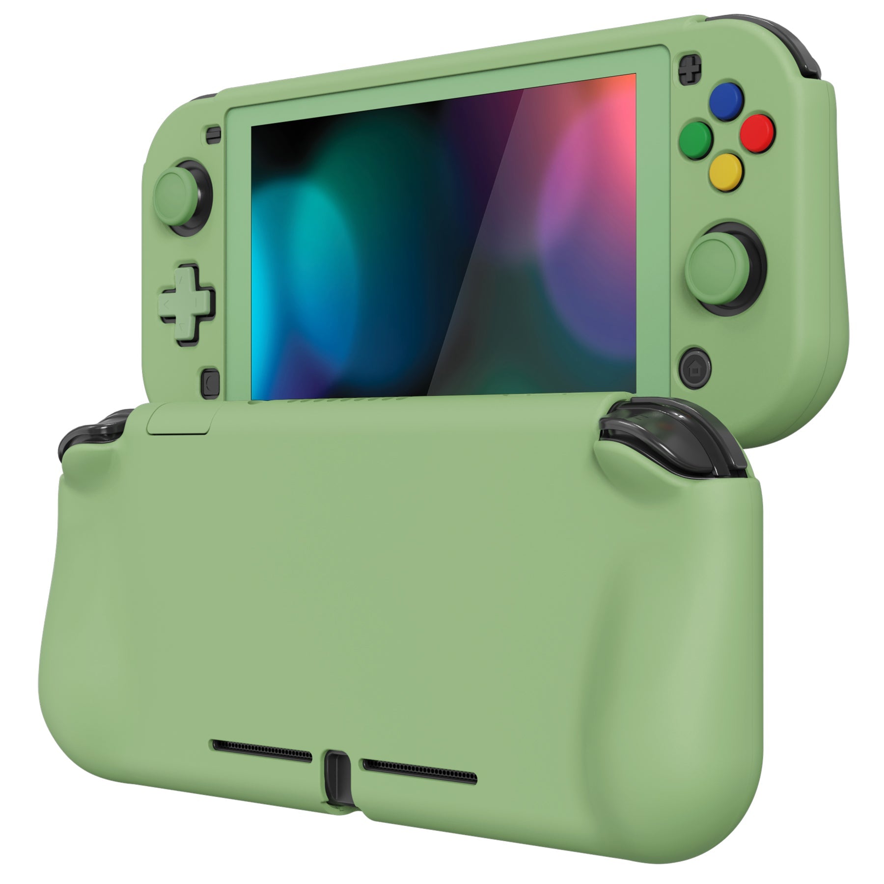 PlayVital ZealProtect Protective Case for Nintendo Switch Lite, Hard Shell Ergonomic Grip Cover for Nintendo Switch Lite w/Screen Protector & Thumb Grip Caps & Button Caps - Matcha Green - PSLYP3003 playvital