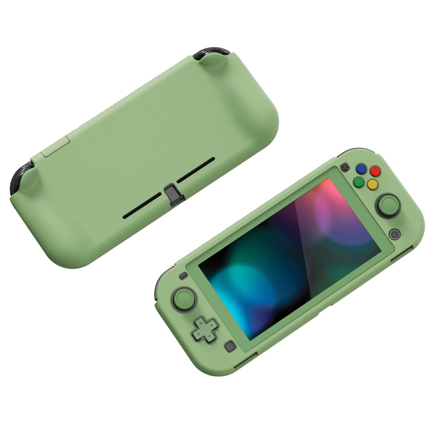 PlayVital ZealProtect Protective Case for Nintendo Switch Lite, Hard Shell Ergonomic Grip Cover for Nintendo Switch Lite w/Screen Protector & Thumb Grip Caps & Button Caps - Matcha Green - PSLYP3003 playvital