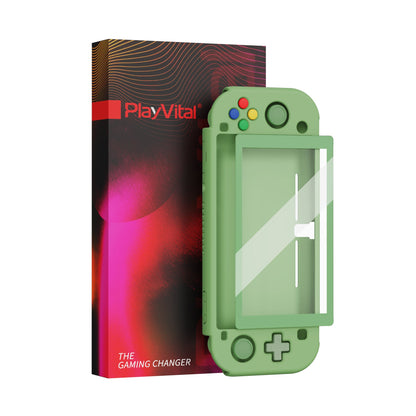 PlayVital ZealProtect Protective Case for Nintendo Switch Lite, Hard Shell Ergonomic Grip Cover for Nintendo Switch Lite w/Screen Protector & Thumb Grip Caps & Button Caps - Matcha Green - PSLYP3003 playvital