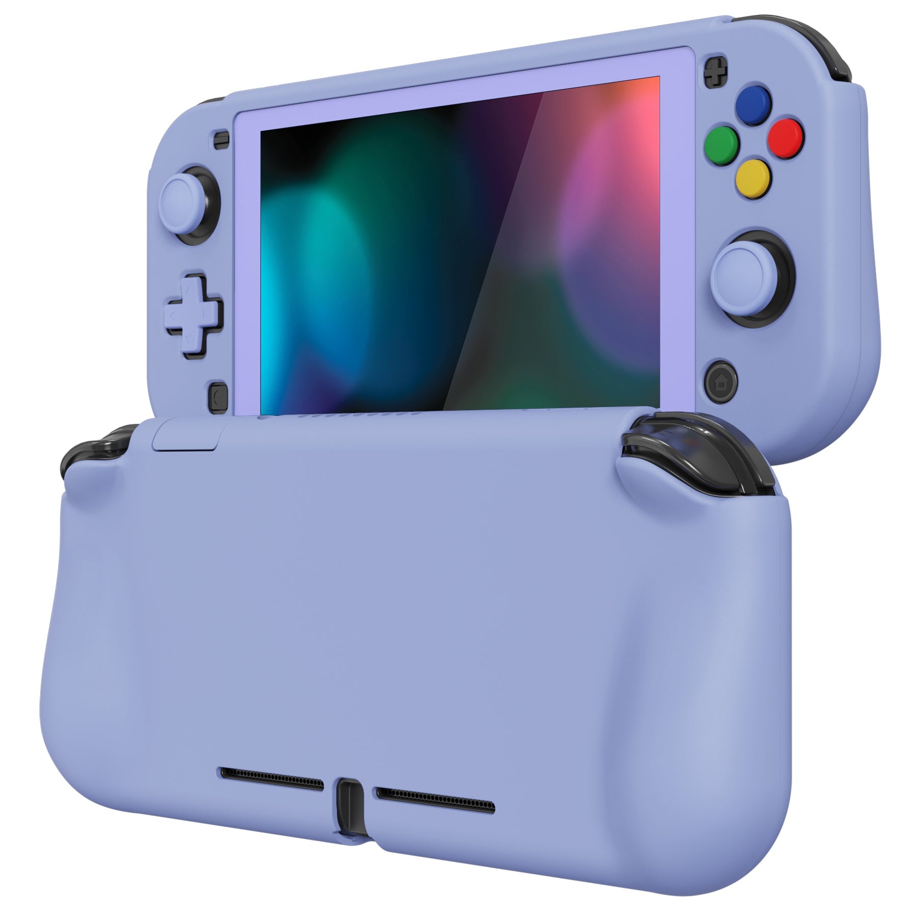 PlayVital ZealProtect Protective Case for Nintendo Switch Lite, Hard Shell Ergonomic Grip Cover for Nintendo Switch Lite w/Screen Protector & Thumb Grip Caps & Button Caps - Light Violet - PSLYP3004 playvital