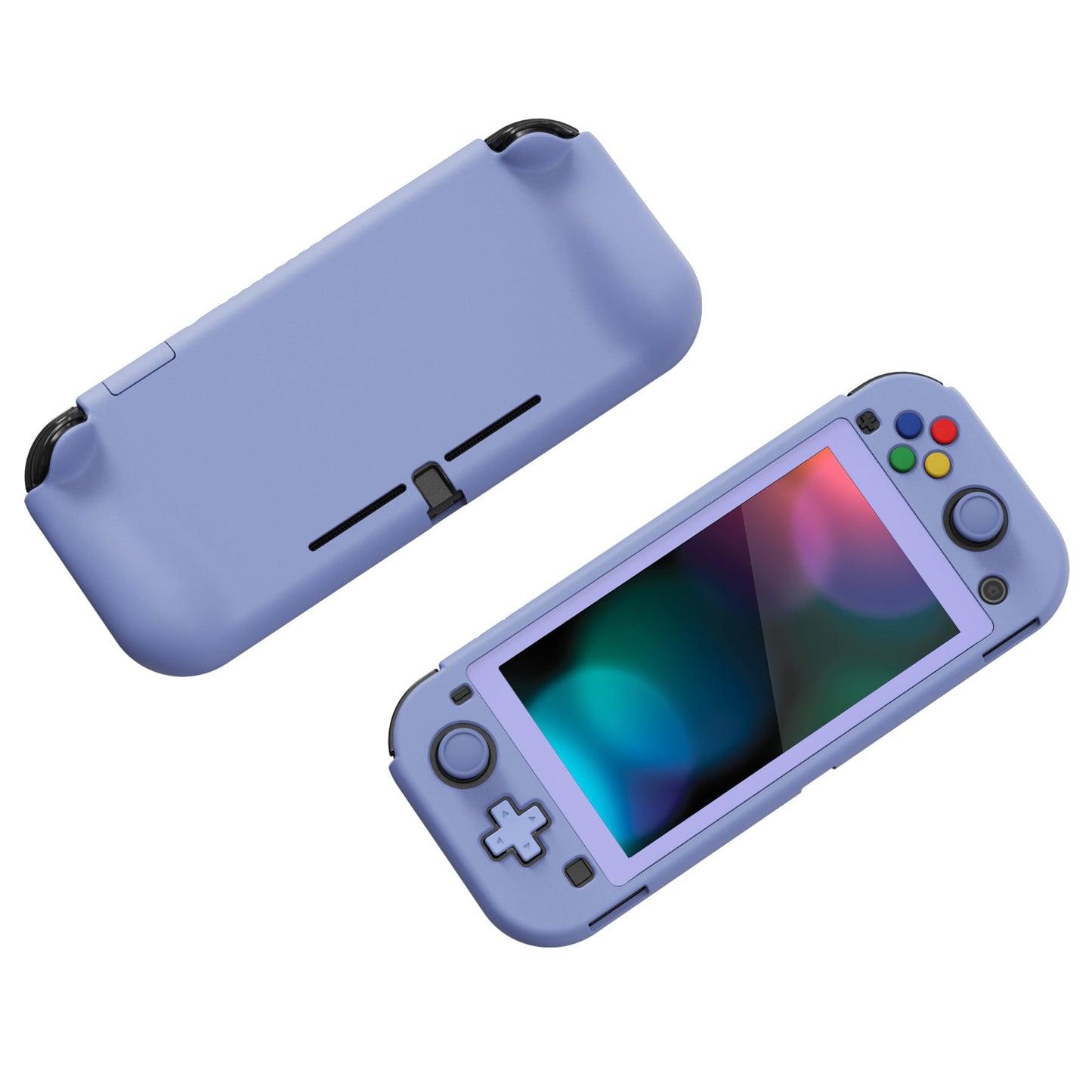 PlayVital ZealProtect Protective Case for Nintendo Switch Lite, Hard Shell Ergonomic Grip Cover for Nintendo Switch Lite w/Screen Protector & Thumb Grip Caps & Button Caps - Light Violet - PSLYP3004 playvital