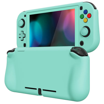 PlayVital ZealProtect Protective Case for Nintendo Switch Lite, Hard Shell Ergonomic Grip Cover for Nintendo Switch Lite w/Screen Protector & Thumb Grip Caps & Button Caps - Misty Green - PSLYP3005 playvital