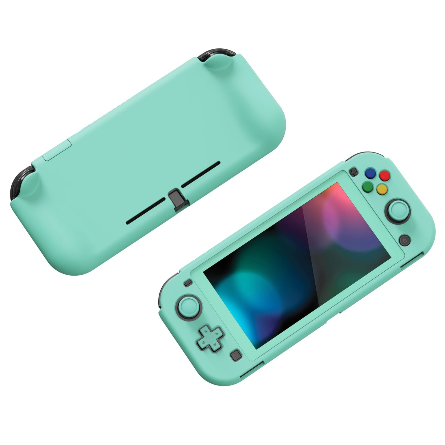 PlayVital ZealProtect Protective Case for Nintendo Switch Lite, Hard Shell Ergonomic Grip Cover for Nintendo Switch Lite w/Screen Protector & Thumb Grip Caps & Button Caps - Misty Green - PSLYP3005 playvital