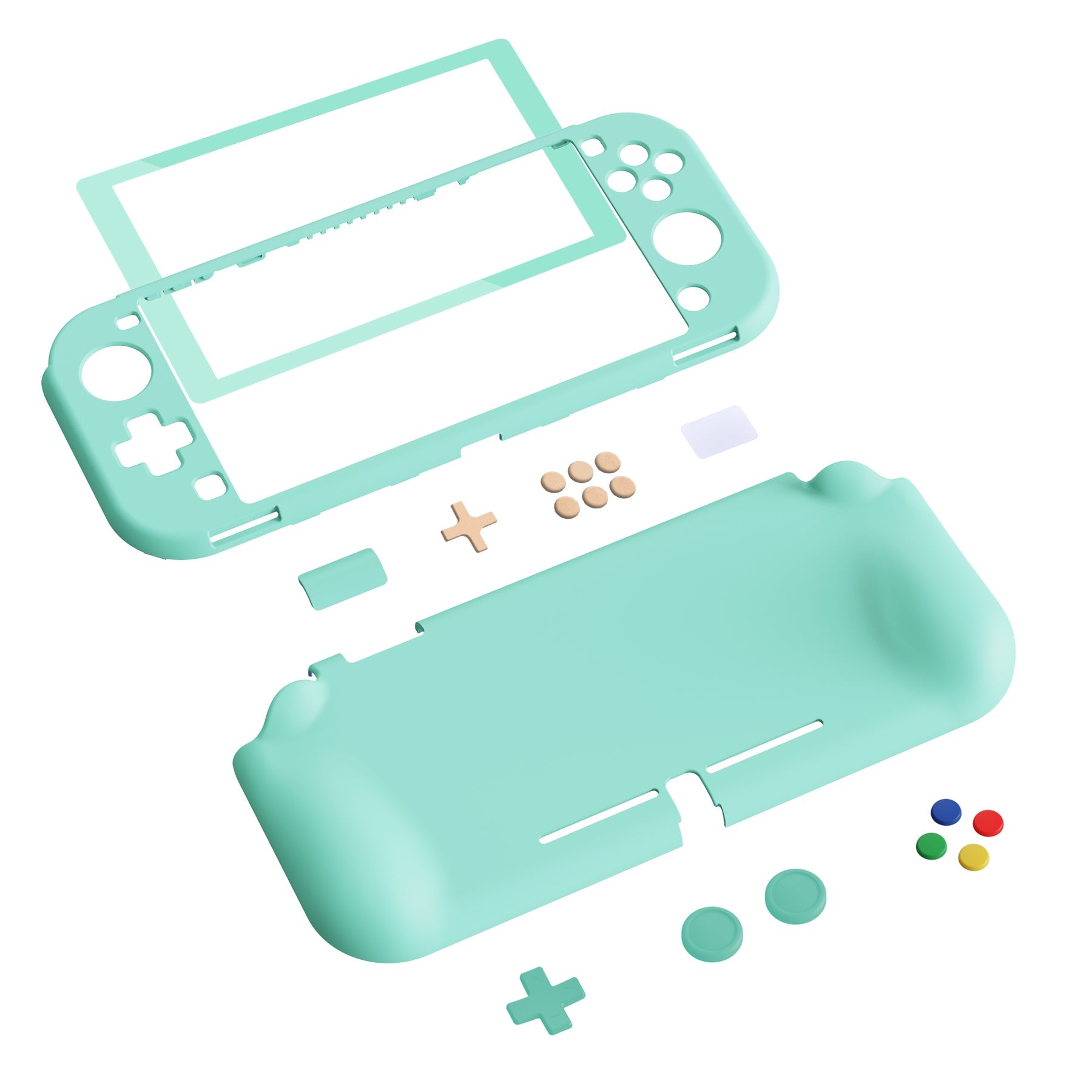 PlayVital ZealProtect Protective Case for Nintendo Switch Lite, Hard Shell Ergonomic Grip Cover for Nintendo Switch Lite w/Screen Protector & Thumb Grip Caps & Button Caps - Misty Green - PSLYP3005 playvital