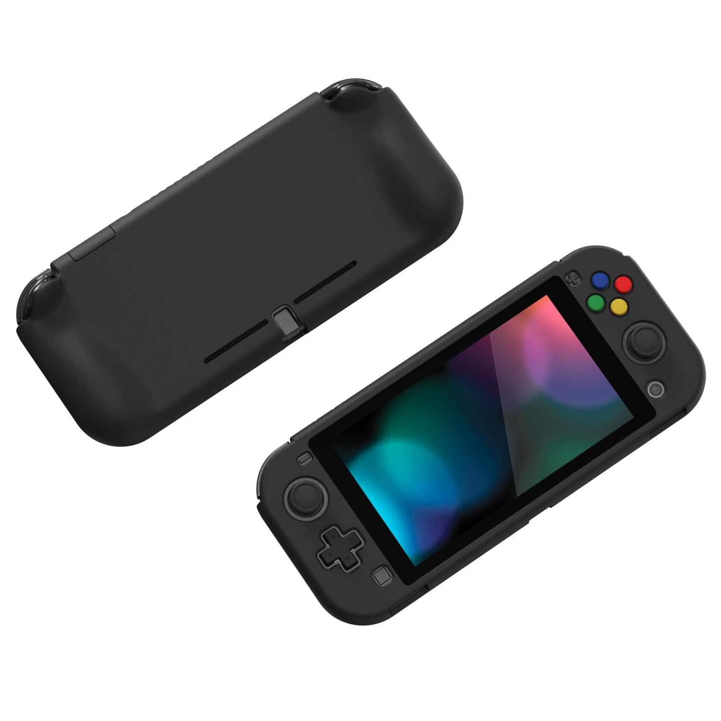 PlayVital ZealProtect Protective Case for Nintendo Switch Lite, Hard Shell Ergonomic Grip Cover for Nintendo Switch Lite w/Screen Protector & Thumb Grip Caps & Button Caps - Black - PSLYP3007 playvital